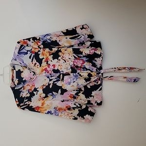 Three Eighty Two Floral Watercolor Blouse Top S